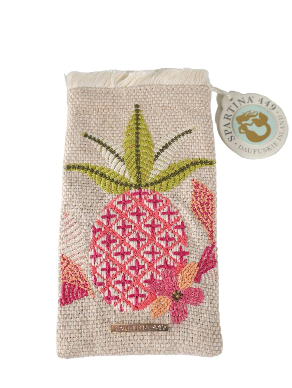 Spartina 449 Canvas Embroidered Sunglass Case - Callawassie Pineapple - NWT